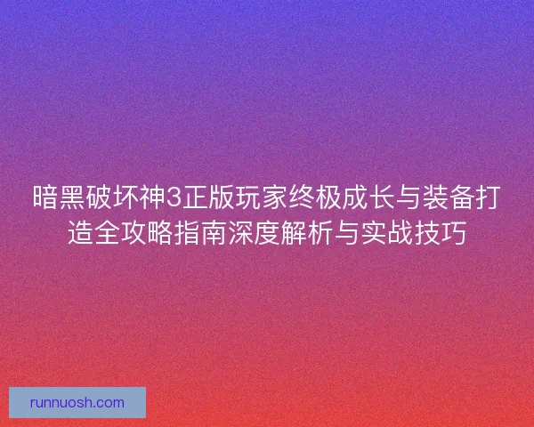 暗黑破坏神3正版玩家终极成长与装备打造全攻略指南深度解析与实战技巧